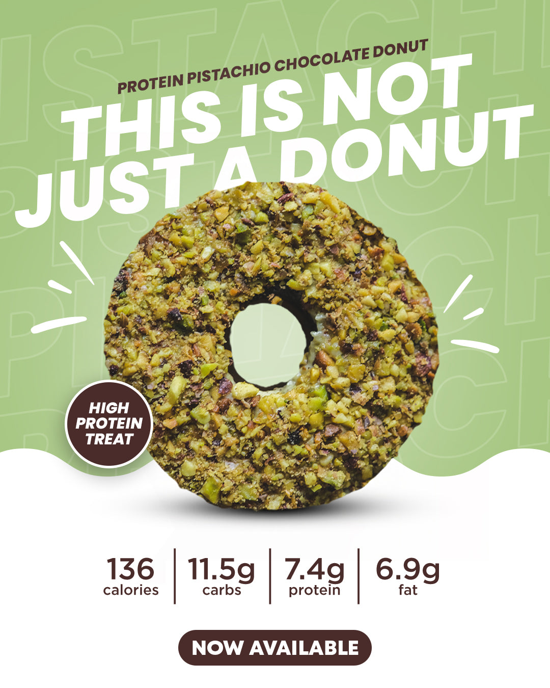 PROTEIN CHOCOLATE-PISTACHIO DONUTS