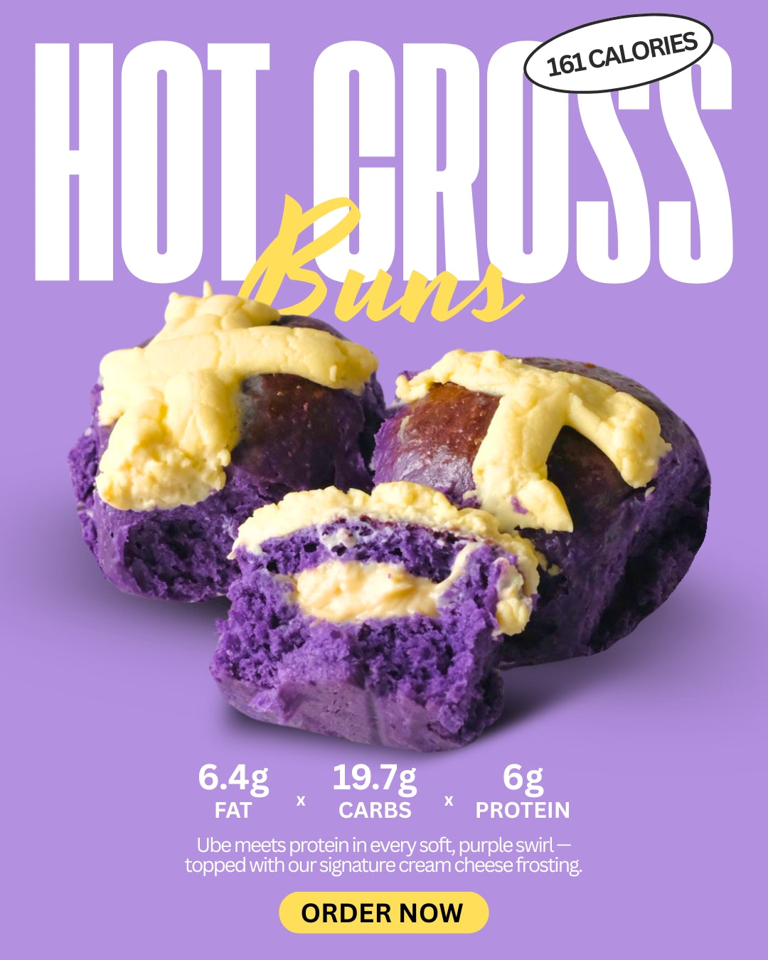 Ube Hot Cross Buns